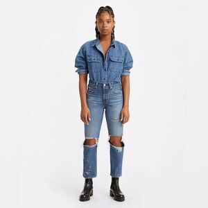 Levi's Premium 501 ORIGINAL CROPPED WOMEN'S JEANS Distressed Destroyed Size 26